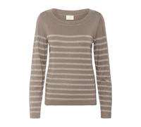 Strickpullover KAFFE "Strickpullover KAlizz", Damen, Gr. XL, braun (morel melange with silber lurex), Obermaterial: 67% Viskose CV. 20% Nylon NY. 13% Polyester PES., Pullover Strickpullover (23134640-