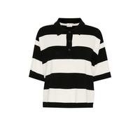 Strickpullover KAFFE "Strickpullover KAlizza", Damen, Gr. XS, schwarz (schwarz, chalk bold stripe), Obermaterial: 80% Viskose CV. 20% Nylon NY., Pullover Strickpullover (86378064-XS) schwarz, chalk bo