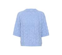 Strickpullover KAFFE "Strickpullover KAmalene", Damen, Gr. S, blau (vista blau melange), Obermaterial: 78% Polyester PES. 13% Polyacryl PAN. 6% Wolle mw. 3% Elasthan EL., Pullover Strickpullover (3815