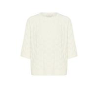 Strickpullover KAFFE "Strickpullover KAmalene", Damen, Gr. S, weiß (chalk), Obermaterial: 78% Polyester PES. 13% Polyacryl PAN. 6% Wolle mw. 3% Elasthan EL., Pullover Strickpullover (50614247-S) chalk