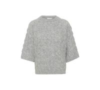 KAFFE KAmalene Knit Pullover Damen Strickpullover Kurzarm Rundhals Pullover Knit Pulli Herbst Winter Einfarbig Oberteile Grey Melange XS