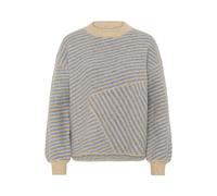 Strickpullover KAFFE "Strickpullover KAverana", Damen, Gr. L, beige (feather grau mel, windward blau), Obermaterial: 46% Polyacryl PAN. 45% Nylon NY. 5% Wolle mw. 4% Elasthan EL., Pullover Strickpullo