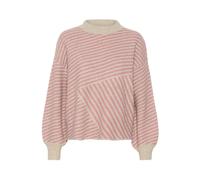 Strickpullover KAFFE "Strickpullover KAverana", Damen, Gr. L, beige (feather gray meliert, rosa), Obermaterial: 46% Polyacryl PAN. 45% Nylon NY. 5% Wolle mw. 4% Elasthan EL., Pullover Strickpullover (