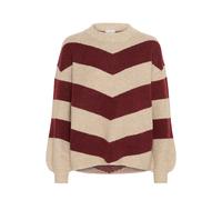 Strickpullover KAFFE "Strickpullover KAverana", Damen, Gr. M, beige (feather g.m., windsor with stripe), Obermaterial: 46% Polyacryl PAN. 45% Nylon NY. 5% Wolle mw. 4% Elasthan EL., Pullover Strickpul