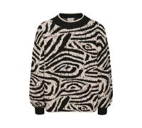 Strickpullover KAFFE "Strickpullover KAwilma", Damen, Gr. S, schwarz (schwarz, feather g. animal knit), Obermaterial: 46% Polyacryl PAN. 45% Nylon NY. 5% Wolle mw. 4% Elasthan EL., Pullover Strickpull