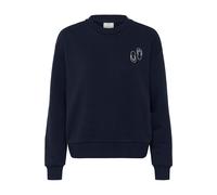 Strickpullover KAFFE "Sweatshirt KAlilje", Damen, Gr. XXL, blau (midnight marine), Obermaterial: 65% Baumwolle CO. 35% Polyester PES., Pullover Strickpullover (42014625-XXL) midnight marine