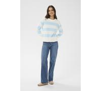Strickpullover KAFFE "Strickpullover KAharriet", Damen, Gr. M, weiß (chalk, nantucket stripe), Obermaterial: 100% Baumwolle CO., Pullover Strickpullover (38854929-M) chalk, nantucket stripe