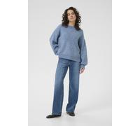 Strickpullover KAFFE "Strickpullover KAluca", Damen, Gr. M, blau (windward blau melange), Obermaterial: 32% Polyacryl PAN. 32% Polyester PES. 20% Wolle mw. 12% Nylon NY. 4% Elasthan EL., Pullover Stri