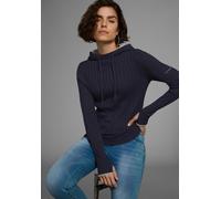 Strickpullover KANGAROOS, Damen, Gr. 40/42, blau (marine, hellgrau, meliert), Rippstrick, Obermaterial: 55% Baumwolle, 45% Polyacryl, bedruckt, kontrastfarbene Details, meliert, unifarben mit Farbeins