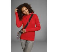 Strickpullover KANGAROOS, Damen, Gr. 40/42, rot (rot, pink), Rippstrick, Obermaterial: 50% Baumwolle, 50% Polyacryl, bedruckt, kontrastfarbene Details, unifarben mit Farbeinsatz, figurbetont hüftbedec