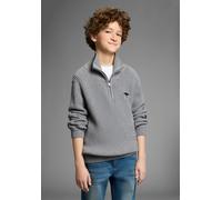 Strickpullover KANGAROOS "Troyer, Pullover mit Zipper", Jungen, Gr. 164/170, grau (graumeliert), Grobstrick, Obermaterial: 50% Viskose, 26% Polyacryl, 24% Polyester, Basic, Rippbündchen, Pullover Stri