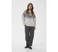 Strickpullover KAFFE "Strickpullover KAnicole", Damen, Gr. XL, grau (light grau m. with dunkelgrau m.), Obermaterial: 51% Polyester PES. 33% Polyamid PA. 10% Wolle mw. 6% Alpaka WP., Pullover Strickpu