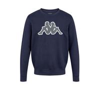 Strickpullover KAPPA "Kappa Sweater Logo Airvit", Damen, Gr. M, blau marine, grau charcoal, Obermaterial: 80% Baumwolle, 20% Polyester, Pullover Strickpullover (78806745-M)