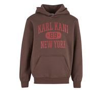 Strickpullover KARL KANI "Karl Kani Heritage 89 Hoodie Junior", Mädchen, Gr. 158/164, braun (schwarz braun), 70% Baumwolle, 30% Polyester, mehrfarbig, normal, ohne Ausschnitt, Pullover Strickpullover 