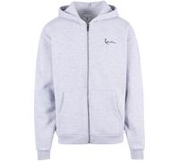 KARL KANI Sweatjacke mit Label-Stitching in Hellgrau Melange, Größe XL