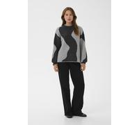 Strickpullover KAFFE "Strickpullover KAwilma", Damen, Gr. XL, grau (grau abstract pattern), Obermaterial: 46% Polyacryl PAN. 45% Nylon NY. 5% Wolle mw. 4% Elasthan EL., Pullover Strickpullover (903538