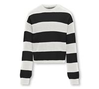 Strickpullover KIDS ONLY "KOGFRANCA SHORT L/S STRIPE KNT NOOS", Kinder, Gr. 158/164, schwarz (cloud dancer stripes:wide stripe schwarz), Strick, Obermaterial: 50% Viskose, 27% Nylon, 23% Polyester, ge