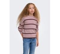 Strickpullover KIDS ONLY "KOGFRANCA SHORT L/S STRIPE KNT NOOS", Mädchen, Gr. 110/116, rosa (keepsake lila stripes:small stripe winetasting), Strick, Obermaterial: 50% Viskose, 27% Nylon, 23% Polyester