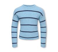 Strickpullover KIDS ONLY "KOGFRANCA SHORT L/S STRIPE KNT NOOS", Mädchen, Gr. 134/140, cashmere blau stripes:small stripe vintage indigo, Strick, Obermaterial: 50% Viskose, 27% Nylon, 23% Polyester, ge
