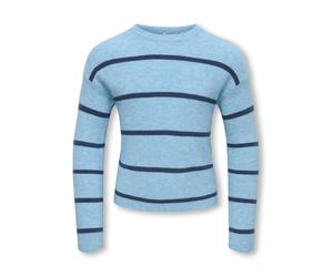 Strickpullover KIDS ONLY "KOGFRANCA SHORT L/S STRIPE KNT NOOS", Mädchen, Gr. 146/152, cashmere blau stripes:small stripe vintage indigo, Strick, Obermaterial: 50% Viskose, 27% Nylon, 23% Polyester, ge