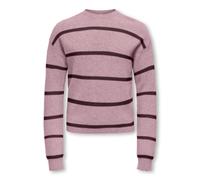 Strickpullover KIDS ONLY "KOGFRANCA SHORT L/S STRIPE KNT NOOS", Kinder, Gr. 146/152, keepsake lila stripes:small stripe winetasting, Strick, Obermaterial: 50% Viskose, 27% Nylon, 23% Polyester, gestre