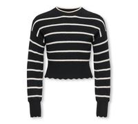 Strickpullover KIDS ONLY "KOGIBI LS O-NECK PULLOVER CP KNT NOOS", Mädchen, Gr. 158/164, weiß (schwarz stripes:weißcap gray), Strick, Obermaterial: 50% Viskose, 27% Nylon, 23% Polyester, gestreift, reg