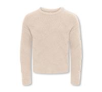 Strickpullover KIDS ONLY "KOGKATIA LS STRUCTURE O-NECK CP KNT", Jungen, Gr. 122/128, grau (weißcap gray), Strick, Obermaterial: 50% Viskose, 27% Nylon, 23% Polyester, unifarben, Rundhals, Pullover Str