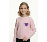 Strickpullover KIDS ONLY "KOGLEVA LS HEART O-NECK CS KNT", Mädchen, Gr. 122/128, pale lila detail:heart, pansy, Strick, Obermaterial: 50% Viskose, 27% Nylon, 23% Polyester, unifarben, regular fit norm
