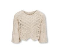 Strickpullover KIDS ONLY "KOGNOLA LIFE 3/4 PULLOVER KNT NOOS", Jungen, Gr. 158/164, beige (pumice stone), Strick, Obermaterial: 70% Baumwolle, 30% Polyester, Strukturmuster, unifarben, relaxed fit kur