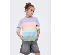 Strickpullover KIDS ONLY "KOGSANDY L/S STRIPE PULLOVER KNT NOOS", Mädchen, Gr. 110/116, bunt (lavendula), Strick, Obermaterial: 50% Viskose, 27% Nylon, 23% Polyester, gestreift, regular fit hüftlang,