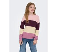 Strickpullover KIDS ONLY "KOGSANDY L/S STRIPE PULLOVER KNT NOOS", Mädchen, Gr. 122/128, rosa (mauve wine stripes:chalk pink, birch, mauve orchid), Strick, Obermaterial: 50% Viskose, 27% Nylon, 23% Pol