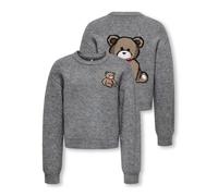 Strickpullover KIDS ONLY "KOGTEDDY L/S PULLOVER KNT NOOS", Jungen, Gr. 110/116, medium grau melange detail:teddy, Strick, Obermaterial: 70% Polyacryl, 30% Polyester, unifarben, regular fit normal, Run