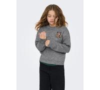 Strickpullover KIDS ONLY "KOGTEDDY L/S PULLOVER KNT NOOS", Kinder, Gr. 146/152, medium grau melange detail:teddy, Strick, Obermaterial: 70% Polyacryl, 30% Polyester, unifarben, regular fit normal, Run
