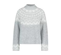 Strickpullover BETTY & CO "Damen mit Jacquard", Damen, Gr. 36, grau (grau, weiß), Strick, Obermaterial: 53% Polyacryl, 25% Polyester, 12% Polyamid, 7% Wolle, 3% Elasthan, gerade normal, Pullover Stric