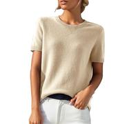 strickpullover kurzarm Pullover Damen Strick Tshirt Rundhals Strickpullover Pulli Sweatshirt Einfarbig Sommershirt Sommerpullover Leicht Kurzarmpullover Halbarm Shirt pullover & strickjacken für damen