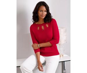 Strickpullover LADY "Feinstrickpullover", Damen, Gr. 50, rot, 55% Baumwolle, 45% Viskose, unifarben, Pullover Strickpullover (61834733-50) rot