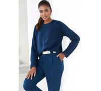 Strickpullover LASCANA, Damen, Gr. 32/34, blau (petrol), Rippstrick, Obermaterial: 45% Polyacryl, 35% Polyamid, 20% Polyester, unifarben, modisch, figurumspielend hüftlang, Rundhals, Langarm Rippstric