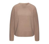 Strickpullover LASCANA, Damen, Gr. 36/38, braun (camelfarben), Rippstrick, Obermaterial: 45% Polyacryl, 35% Polyamid, 20% Polyester, Modisch, figurumspielend, Rundhals, Pullover, mit Grobstrick-Detail