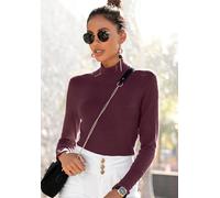 Strickpullover LASCANA, Damen, Gr. 36/38, lila (brombeer, burgunder), Feinstrick, Obermaterial: 83% Viskose, 15% Polyamid, 2% Elasthan, unifarben, figurbetont hüftlang, mit Schlitz, Pullover Strickpul