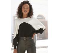 Strickpullover LASCANA Gr. 36/38, schwarz-weiß (weiß, schwarz) Damen Pullover Bestseller (26717136-36) weiß, schwarz