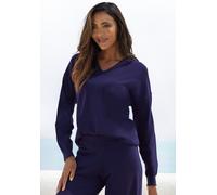 Strickpullover LASCANA "-Kapuzensweatshirt" Gr. 32/34, blau (marine) Damen Pullover (12731631-32) marine