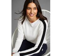 Strickpullover LAURA SCOTT, Damen, Gr. 34, schwarz-weiß (schwarz, weiß), Feinstrick, Obermaterial: 70% Viskose, 30% Polyamid, kontrastfarbene Details, lässig geschnitten normal, Rundhals, Fledermausär