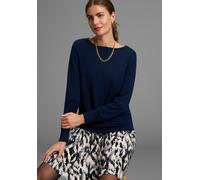 Strickpullover LAURA SCOTT, Damen, Gr. 36/38, marine mélange, Feinstrick, Obermaterial: 70% Viskose, 30% Polyamid, unifarben, Basic, figurumspielend hüftbedeckend, U-Boot-Ausschnitt, Pullover Strickpu