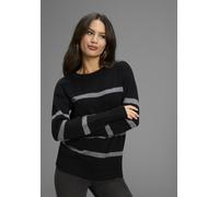 Strickpullover LAURA SCOTT, Damen, Gr. 40/42, schwarz (schwarz glitzer), Strick, Obermaterial: 50% Viskose, 25% Polyester, 20% Polyamid, 5% metallisierte Fasern, gestreift, festlich, figurumspielend h