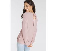 Strickpullover LAURA SCOTT, Damen, Gr. 44, rosa (zartrosa), Grobstrick, Obermaterial: 50% Baumwolle, 50% Polyacryl, unifarben, lässig geschnitten hüftlang, Rundhals, Pullover Strickpullover, mit Schle