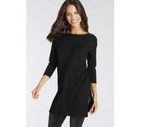 Strickpullover LAURA SCOTT, Damen, Gr. 44, schwarz, Feinstrick, Obermaterial: 70% Viskose, 30% Polyamid, unifarben, lässig geschnitten hüftbedeckend, U-Boot-Ausschnitt, Pullover Strickpullover, mit 3/