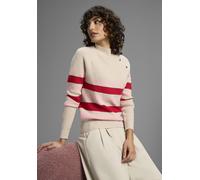 Strickpullover LAURA SCOTT, Damen, Gr. 48, beige (beige, rosa, rot, gestreift), Strick, Obermaterial: 50% Viskose, 26% Polyamid, 24% Polyester, gestreift, figurumspielend hüftlang, Raglanärmel Rippbün
