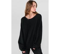 Strickpullover LE TEMPS DES CERISES "BOKI", Damen, Gr. M, schwarz, 100% Polyester, unifarben, normal, Rundhals, Pullover Strickpullover, mit dekorativer Knopfleiste (29533633-M) schwarz