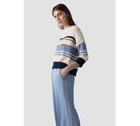 Strickpullover LECOMTE "Pullover", Damen, Gr. 46, blau (hellblau), 87%Polyester 7%Baumwolle 4%Polyacryl 2%Andere Fasern, geringelt, gerader Abschluss, Pullover Strickpullover (31982456-46) hellblau