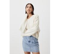 Strickpullover LEGER "Halina, LeGer by Lena Gercke", Damen, Gr. 44, weiß (creme), Strick, Obermaterial: 85% Polyester, 12% Polyacryl, 3% Elasthan, unifarben, loose fit taillenbedeckt, Rundhals, einges